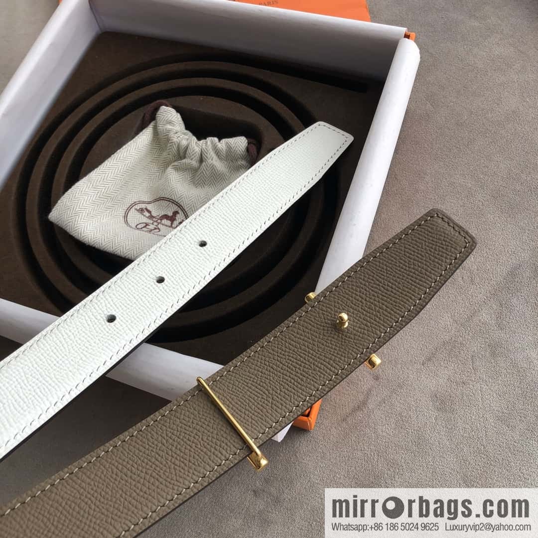 Hermes Hermes, the most ramped knight buckle, double-sided palm pattern original leather belt 32mm