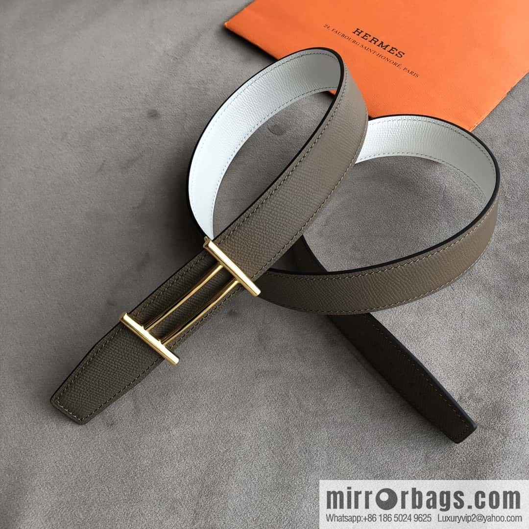 Hermes Hermes, the most ramped knight buckle, double-sided palm pattern original leather belt 32mm