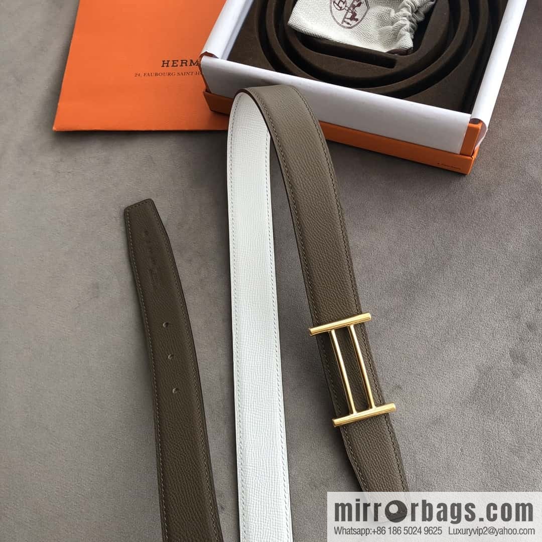 Hermes Hermes, the most ramped knight buckle, double-sided palm pattern original leather belt 32mm