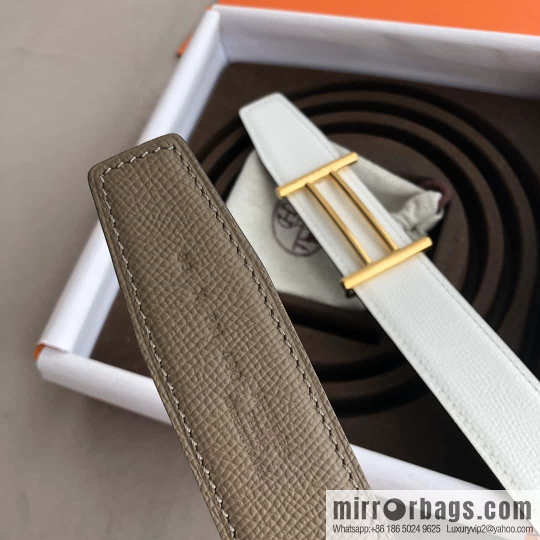 Hermes Hermes, the most ramped knight buckle, double-sided palm pattern original leather belt 32mm