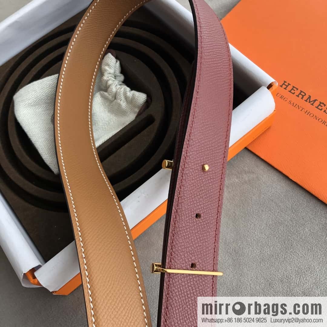 Hermes Hermes, the most ramped knight buckle, double-sided palm pattern original leather belt 32mm