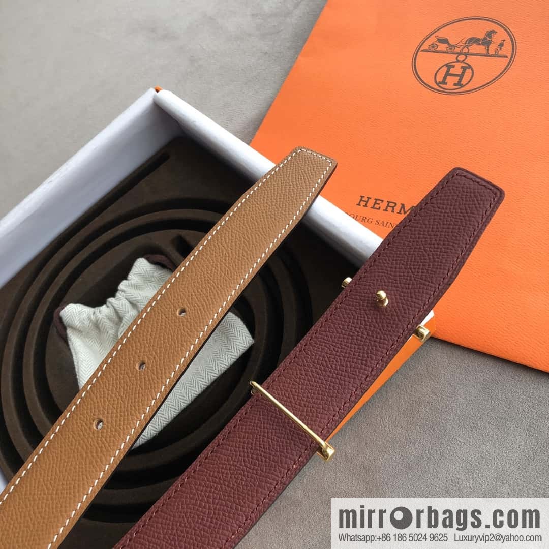Hermes Hermes, the most ramped knight buckle, double-sided palm pattern original leather belt 32mm