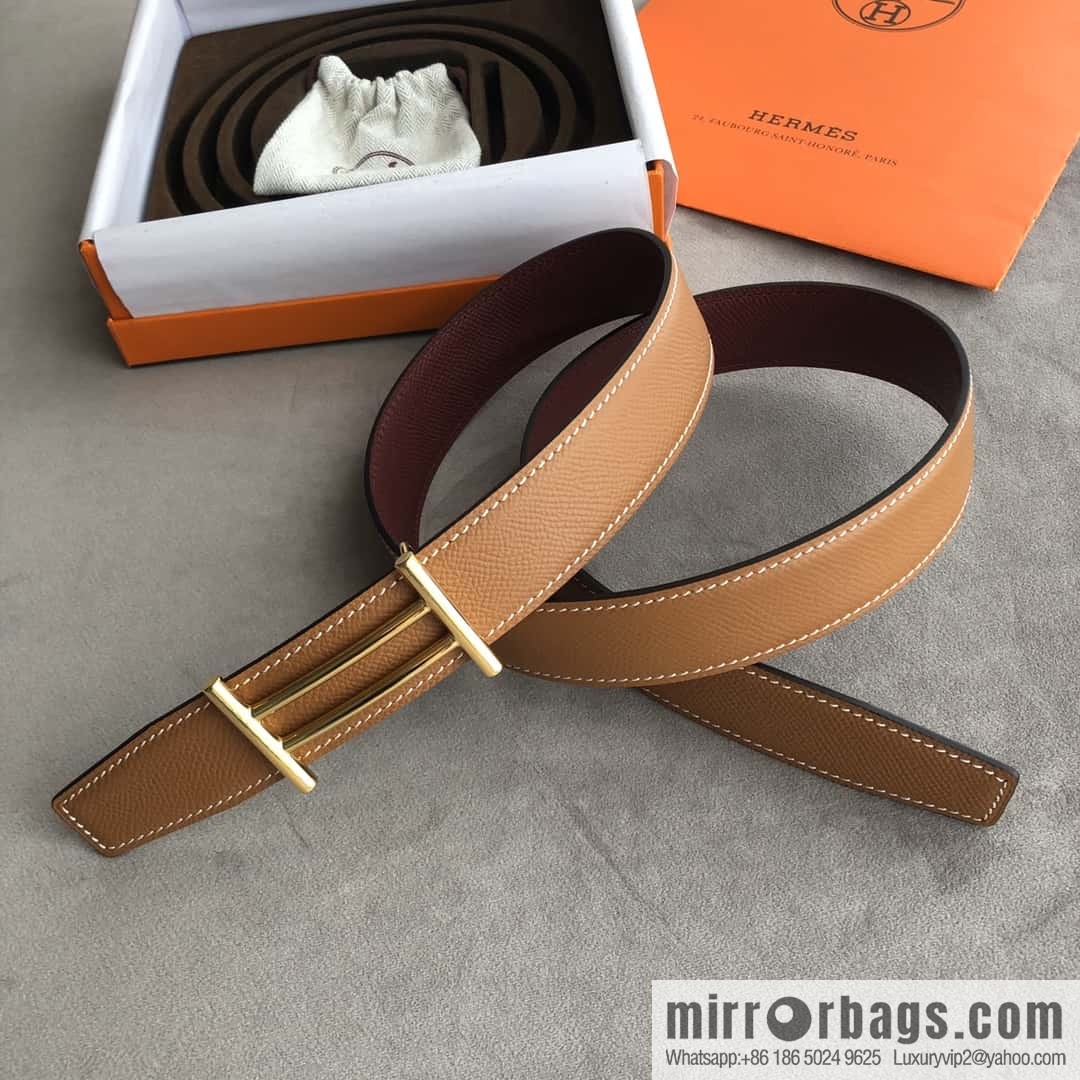 Hermes Hermes, the most ramped knight buckle, double-sided palm pattern original leather belt 32mm