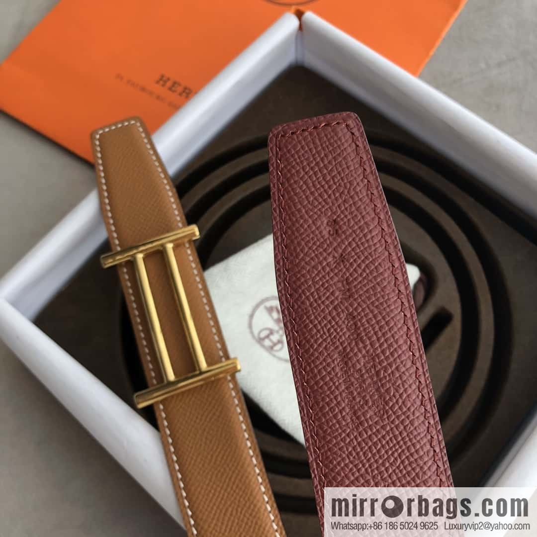 Hermes Hermes, the most ramped knight buckle, double-sided palm pattern original leather belt 32mm