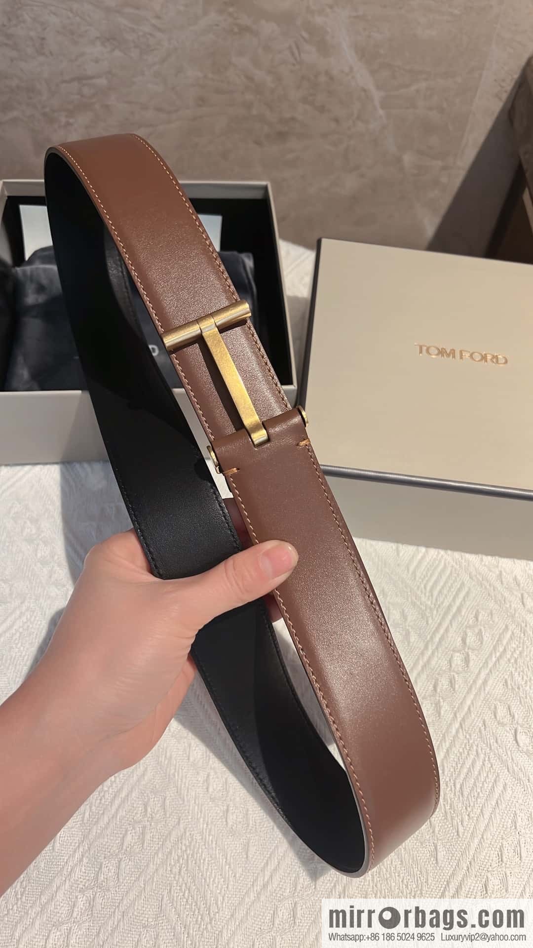 TOMFORD Tom Ford Men's T-Buckle Double-Sided Belt 4.0cm
