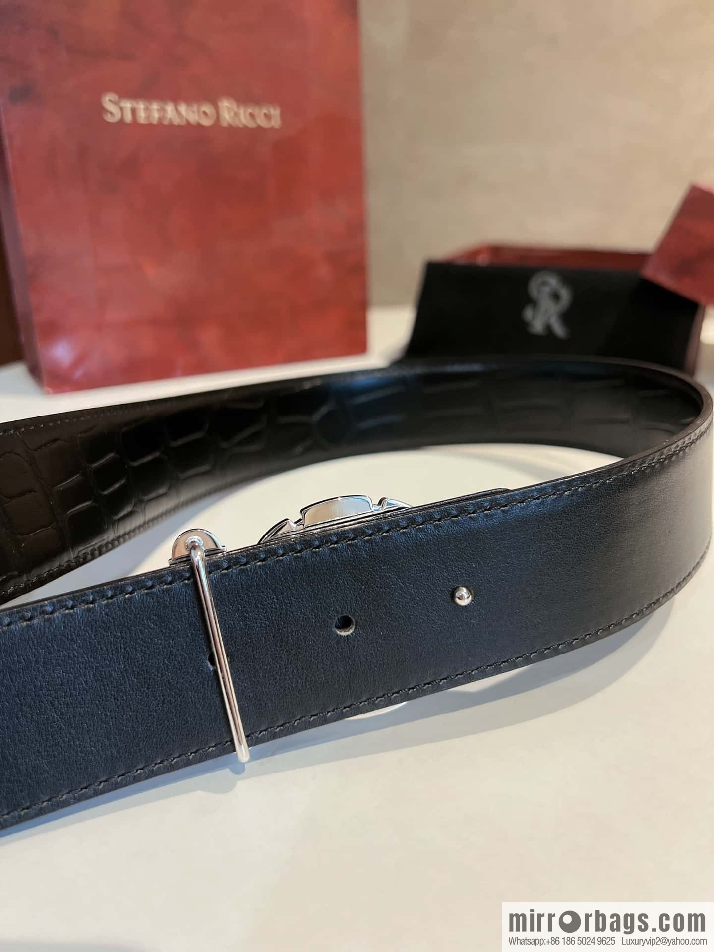 STEFANO RICCI STEFANO RICCI STEFANO RICCI Classic New Stainless Steel Eagle Head with Diamond Buckle 3.8cm Men's Belt