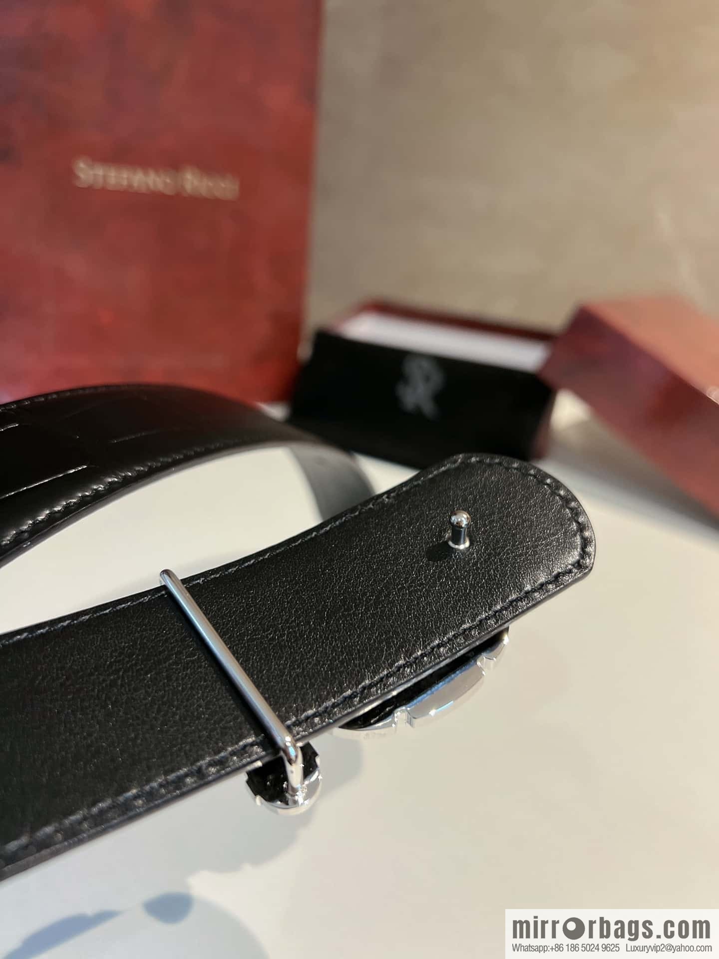 STEFANO RICCI STEFANO RICCI STEFANO RICCI Classic New Stainless Steel Eagle Head with Diamond Buckle 3.8cm Men's Belt