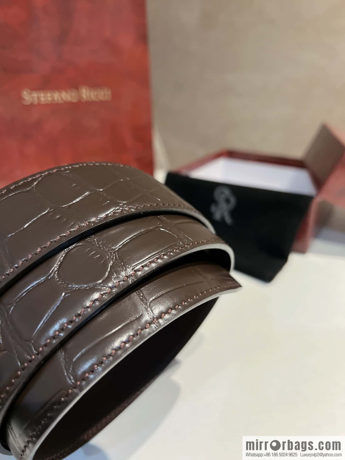 STEFANO RICCI STEFANO RICCI STEFANO RICCI Classic New Stainless Steel Eagle Head with Diamond Buckle 3.8cm Men's Belt