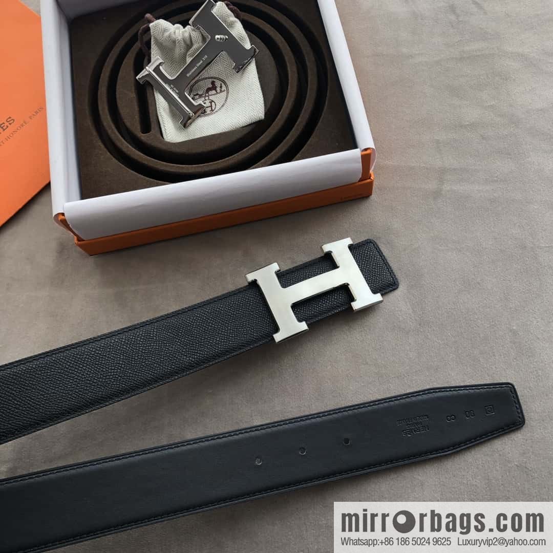 Hermes Hermes, stainless steel 316H metal buckle, palm pattern original leather belt 3.8cm