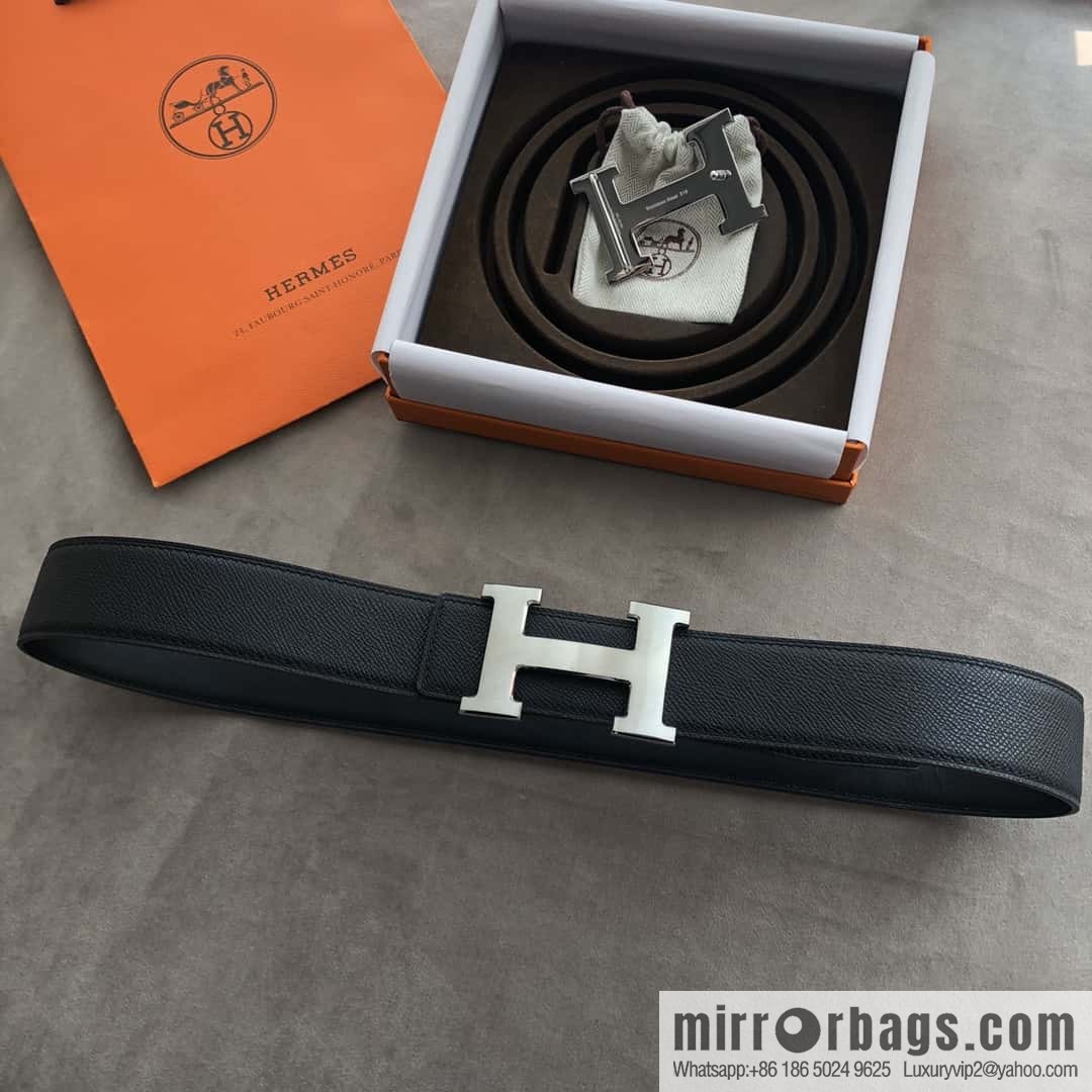 Hermes Hermes, stainless steel 316H metal buckle, palm pattern original leather belt 3.8cm