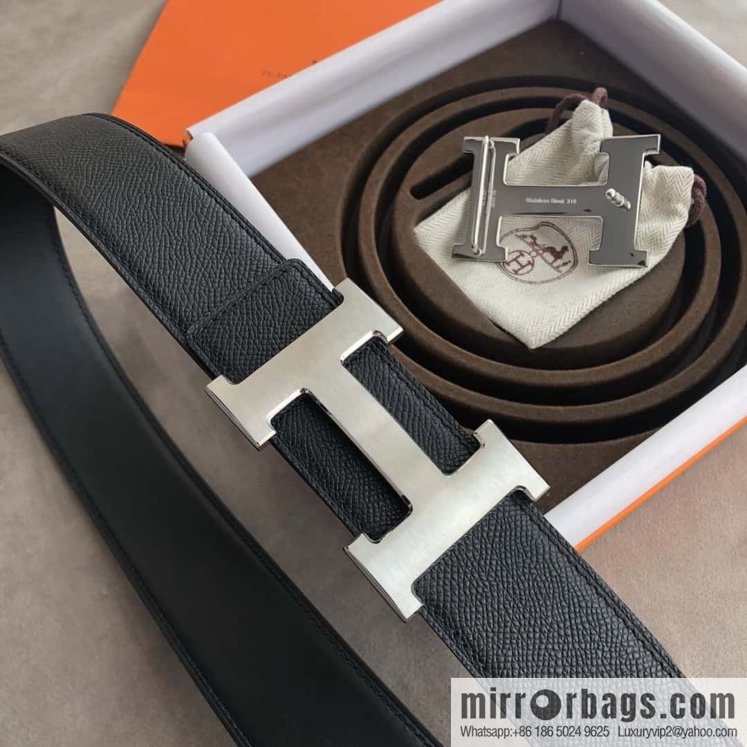 Hermes Hermes, stainless steel 316H metal buckle, palm pattern original leather belt 3.8cm