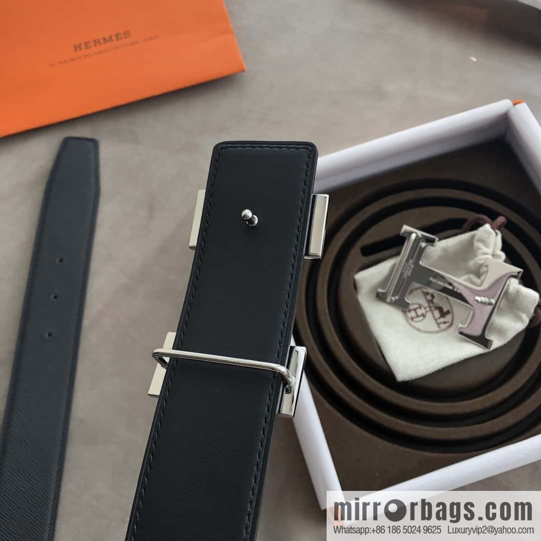 Hermes Hermes, stainless steel 316H metal buckle, palm pattern original leather belt 3.8cm