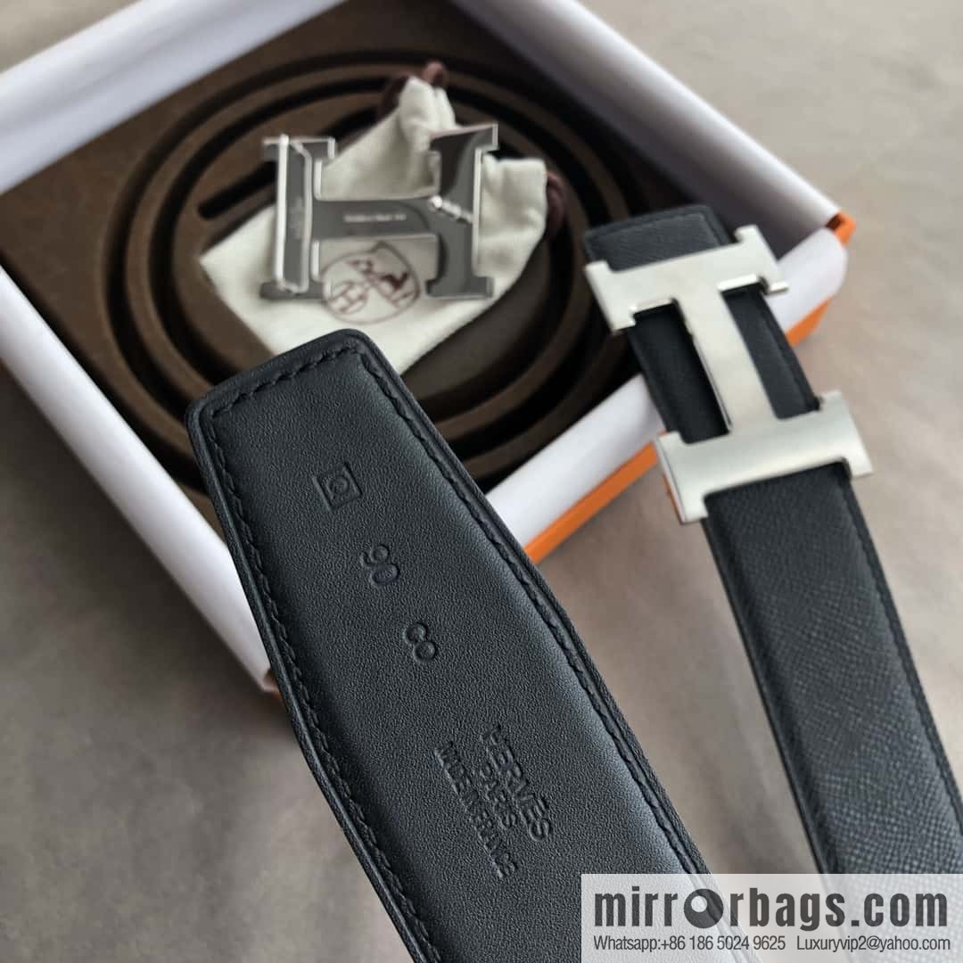 Hermes Hermes, stainless steel 316H metal buckle, palm pattern original leather belt 3.8cm