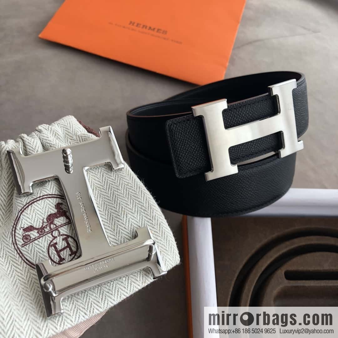 Hermes Hermes, stainless steel 316H metal buckle, palm pattern original leather belt 3.8cm