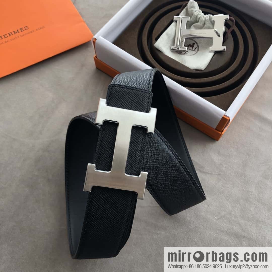 Hermes Hermes, stainless steel 316H metal buckle, palm pattern original leather belt 3.8cm