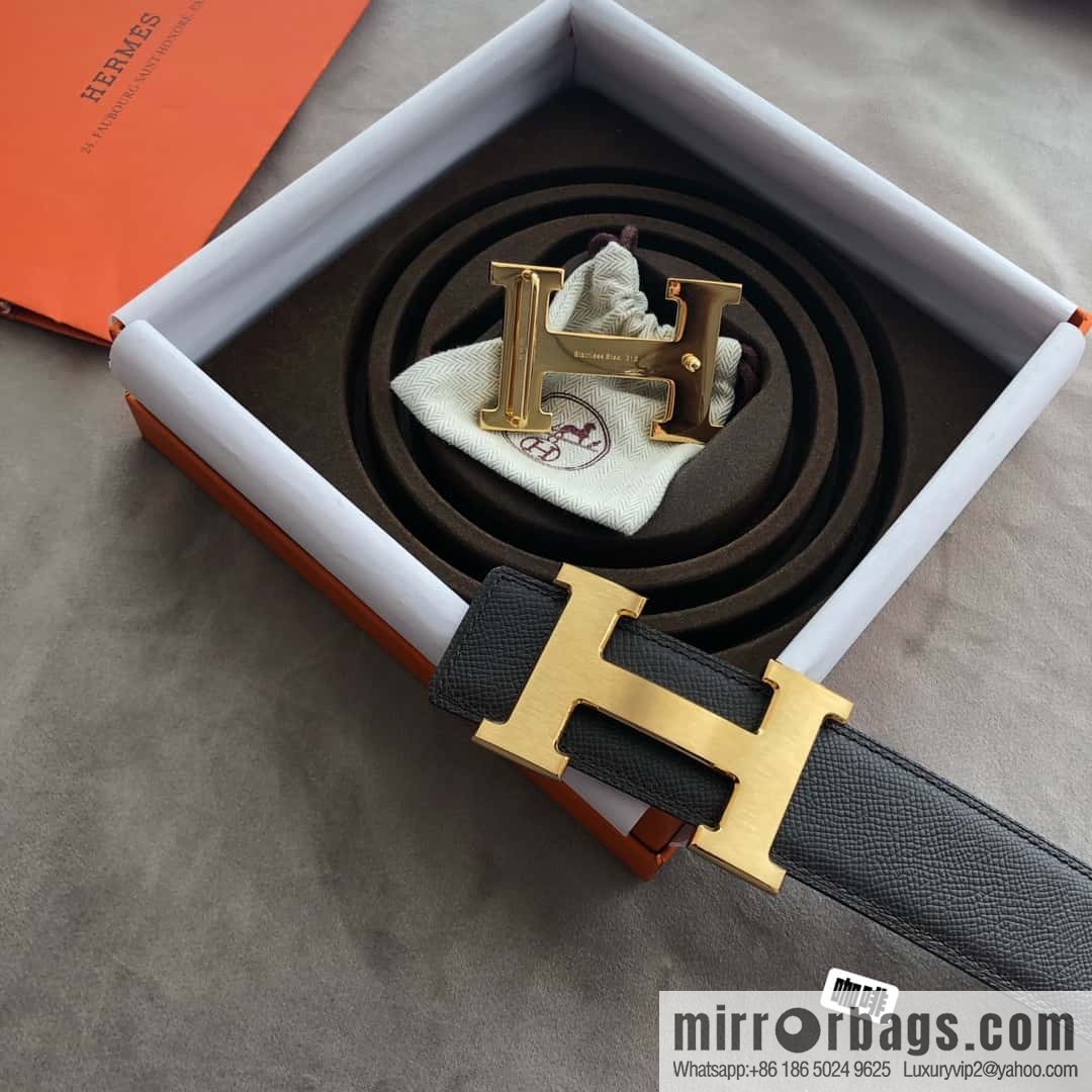 Hermes Hermes, stainless steel 316H metal buckle, palm pattern original leather belt 3.8cm