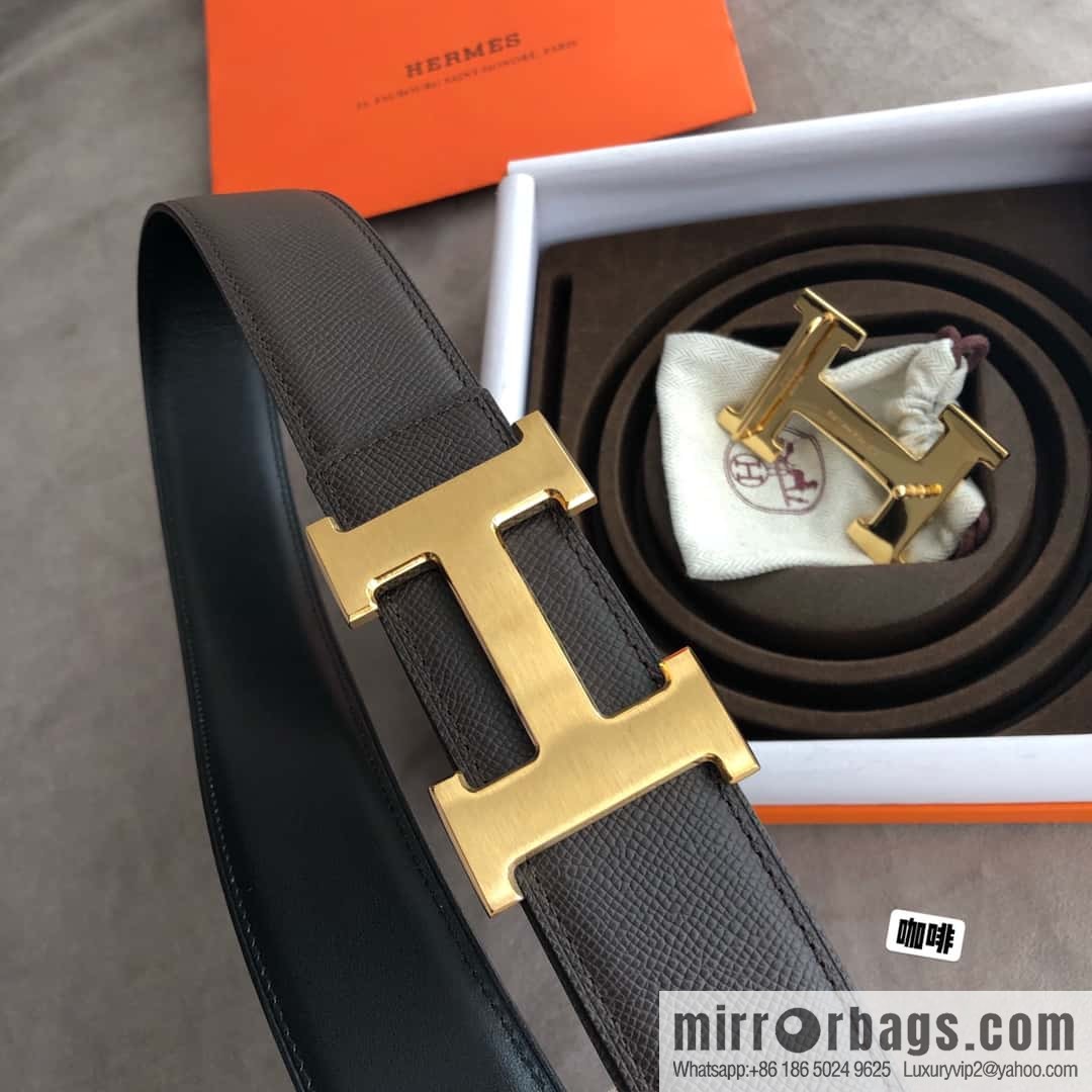 Hermes Hermes, stainless steel 316H metal buckle, palm pattern original leather belt 3.8cm