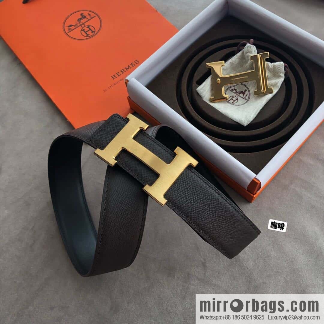 Hermes Hermes, stainless steel 316H metal buckle, palm pattern original leather belt 3.8cm