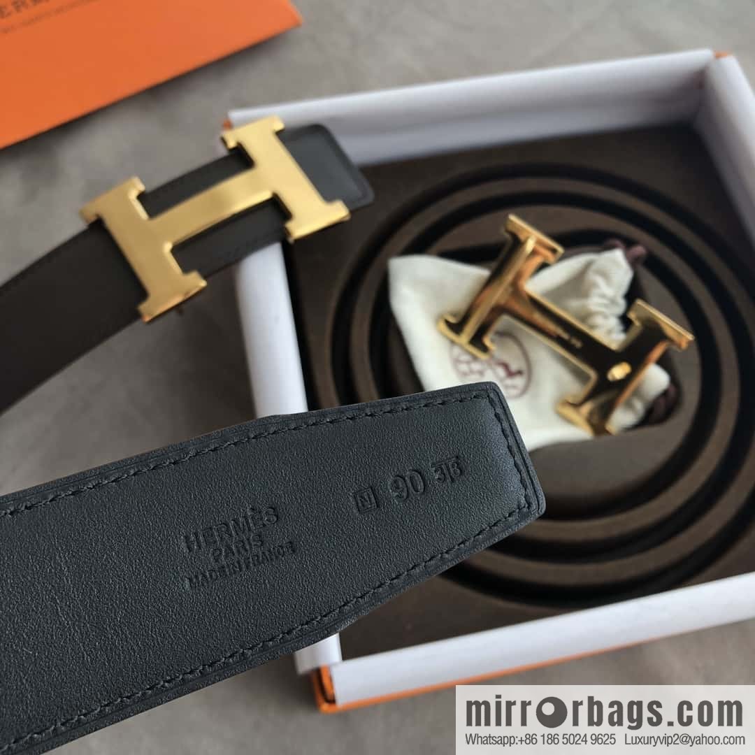 Hermes Hermes, stainless steel 316H metal buckle, palm pattern original leather belt 3.8cm