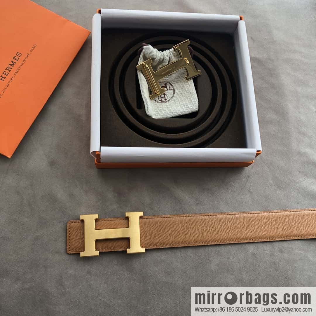 Hermes Hermes, stainless steel 316H metal buckle, palm pattern original leather belt 3.8cm