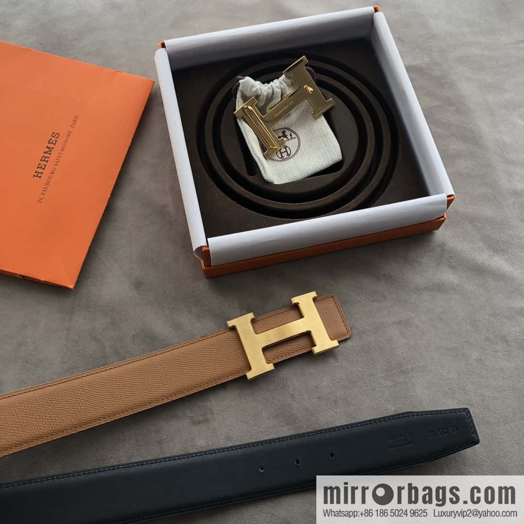 Hermes Hermes, stainless steel 316H metal buckle, palm pattern original leather belt 3.8cm