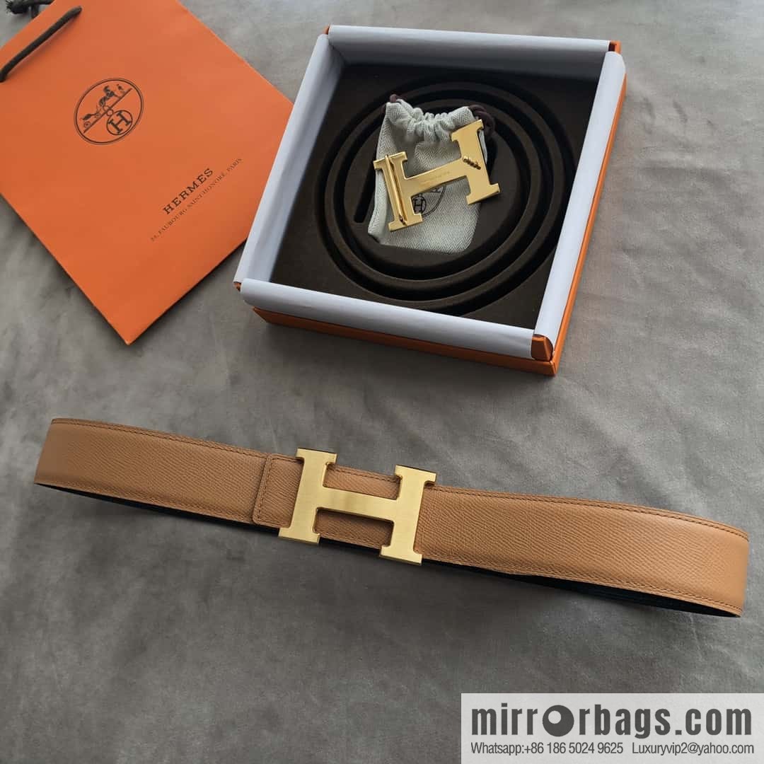 Hermes Hermes, stainless steel 316H metal buckle, palm pattern original leather belt 3.8cm