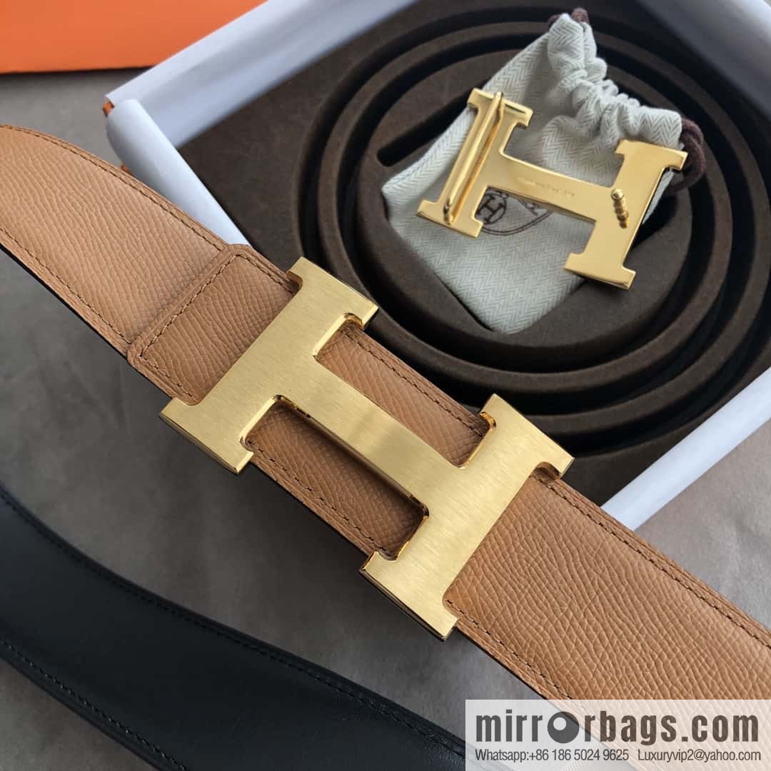 Hermes Hermes, stainless steel 316H metal buckle, palm pattern original leather belt 3.8cm