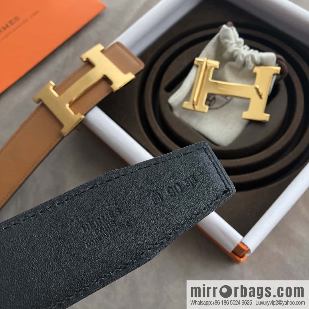 Hermes Hermes, stainless steel 316H metal buckle, palm pattern original leather belt 3.8cm