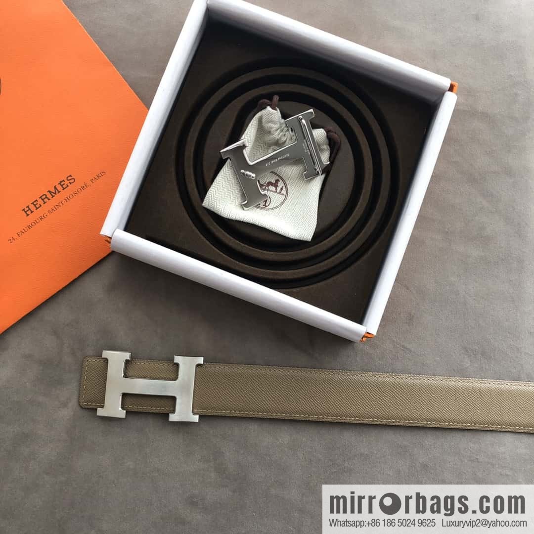 Hermes Hermes, stainless steel 316H metal buckle, palm pattern original leather belt 3.8cm