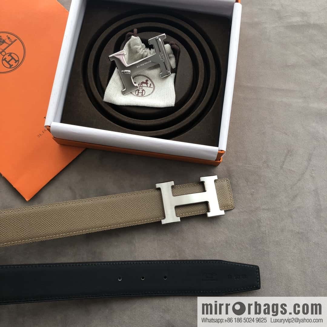 Hermes Hermes, stainless steel 316H metal buckle, palm pattern original leather belt 3.8cm
