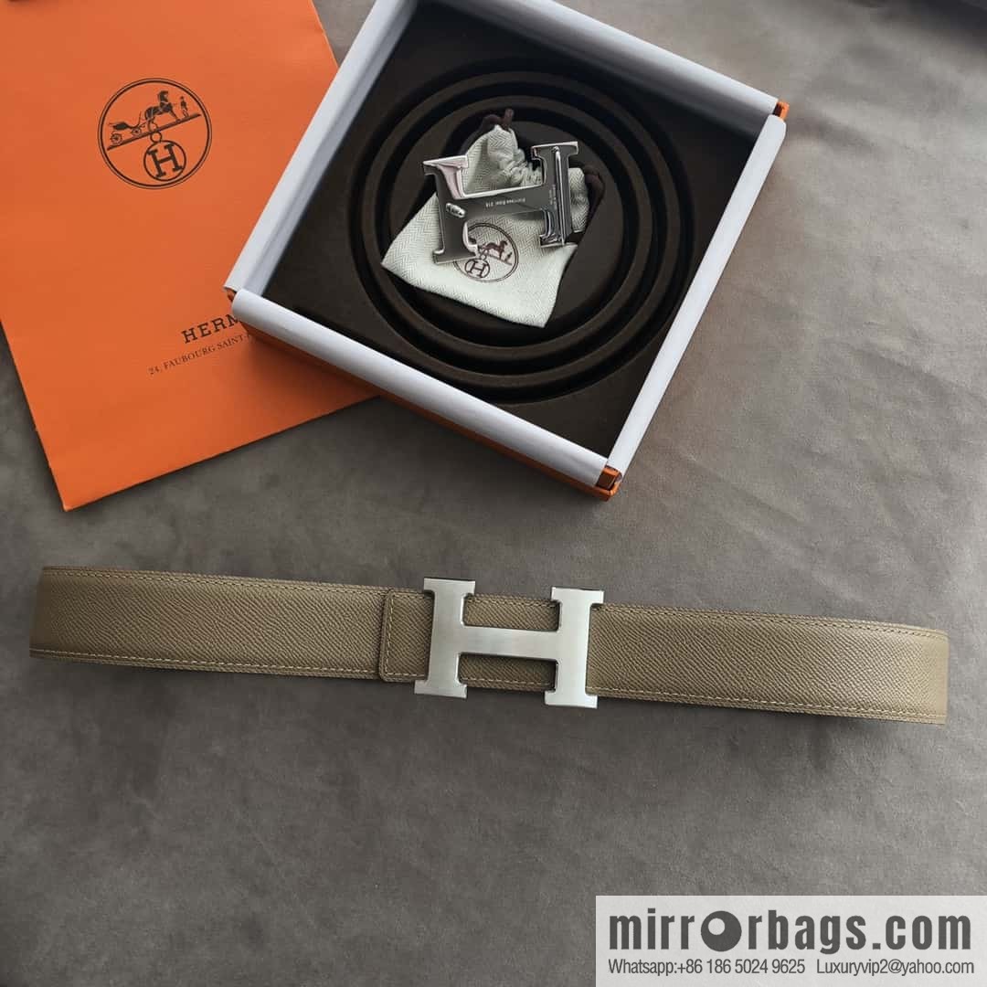 Hermes Hermes, stainless steel 316H metal buckle, palm pattern original leather belt 3.8cm