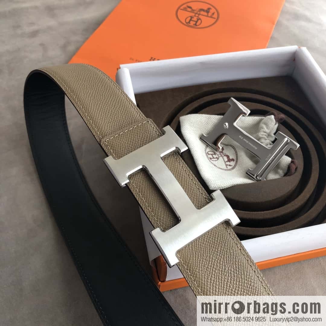 Hermes Hermes, stainless steel 316H metal buckle, palm pattern original leather belt 3.8cm