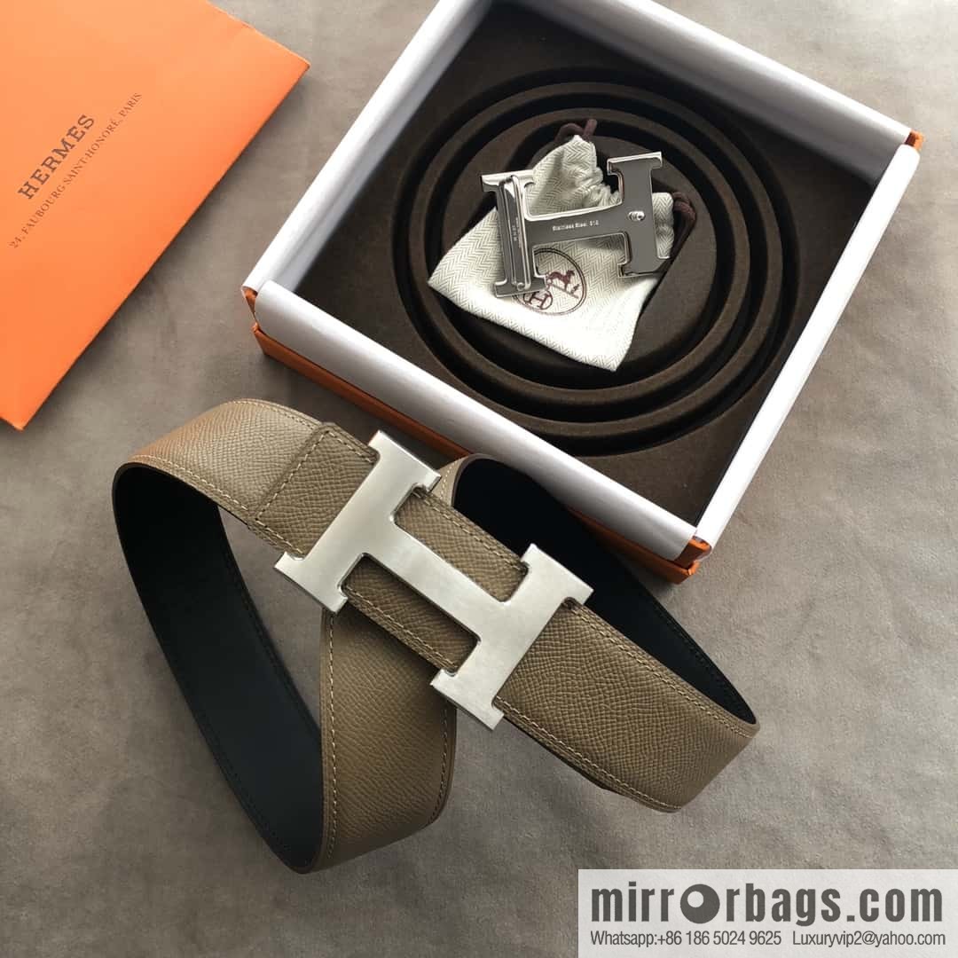 Hermes Hermes, stainless steel 316H metal buckle, palm pattern original leather belt 3.8cm