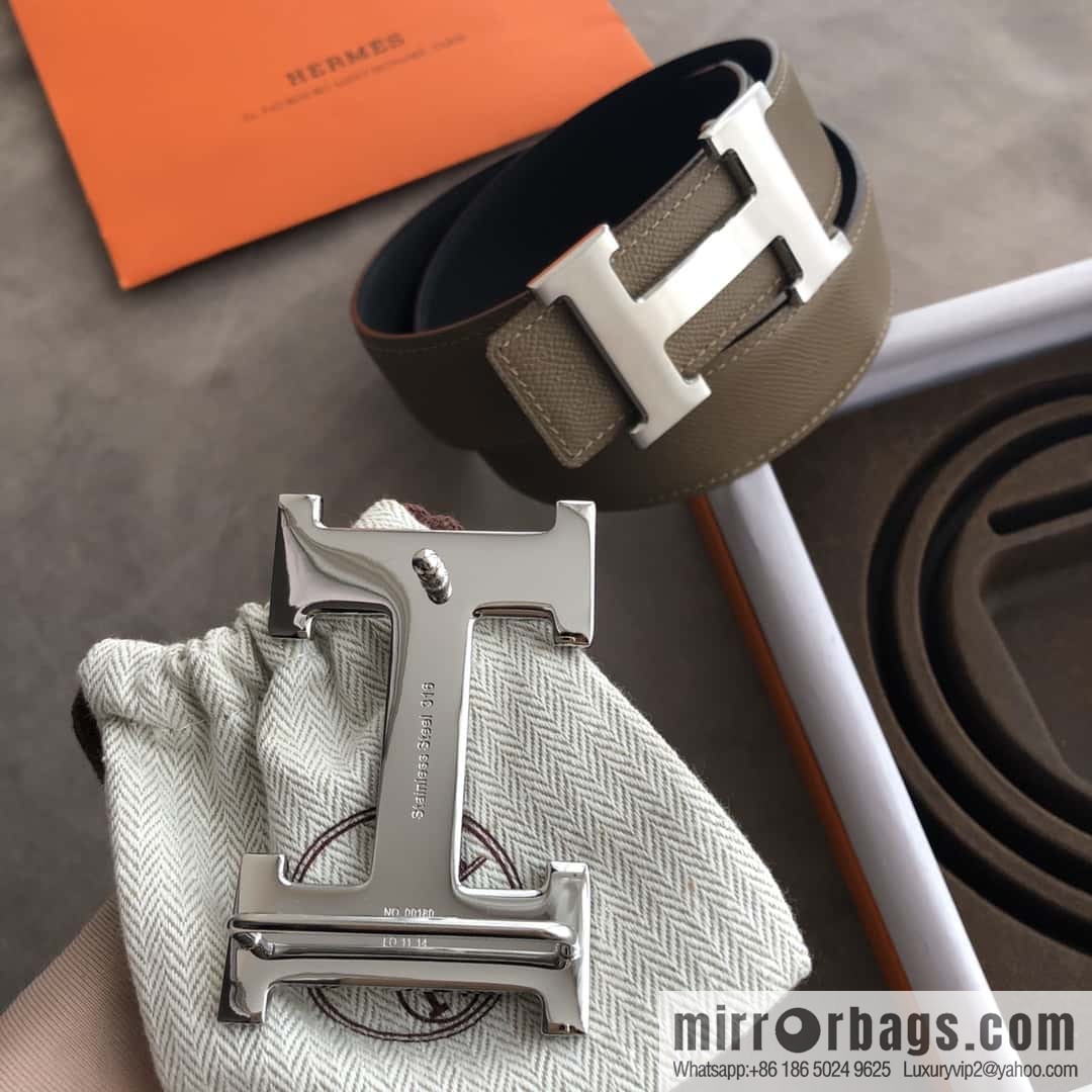 Hermes Hermes, stainless steel 316H metal buckle, palm pattern original leather belt 3.8cm