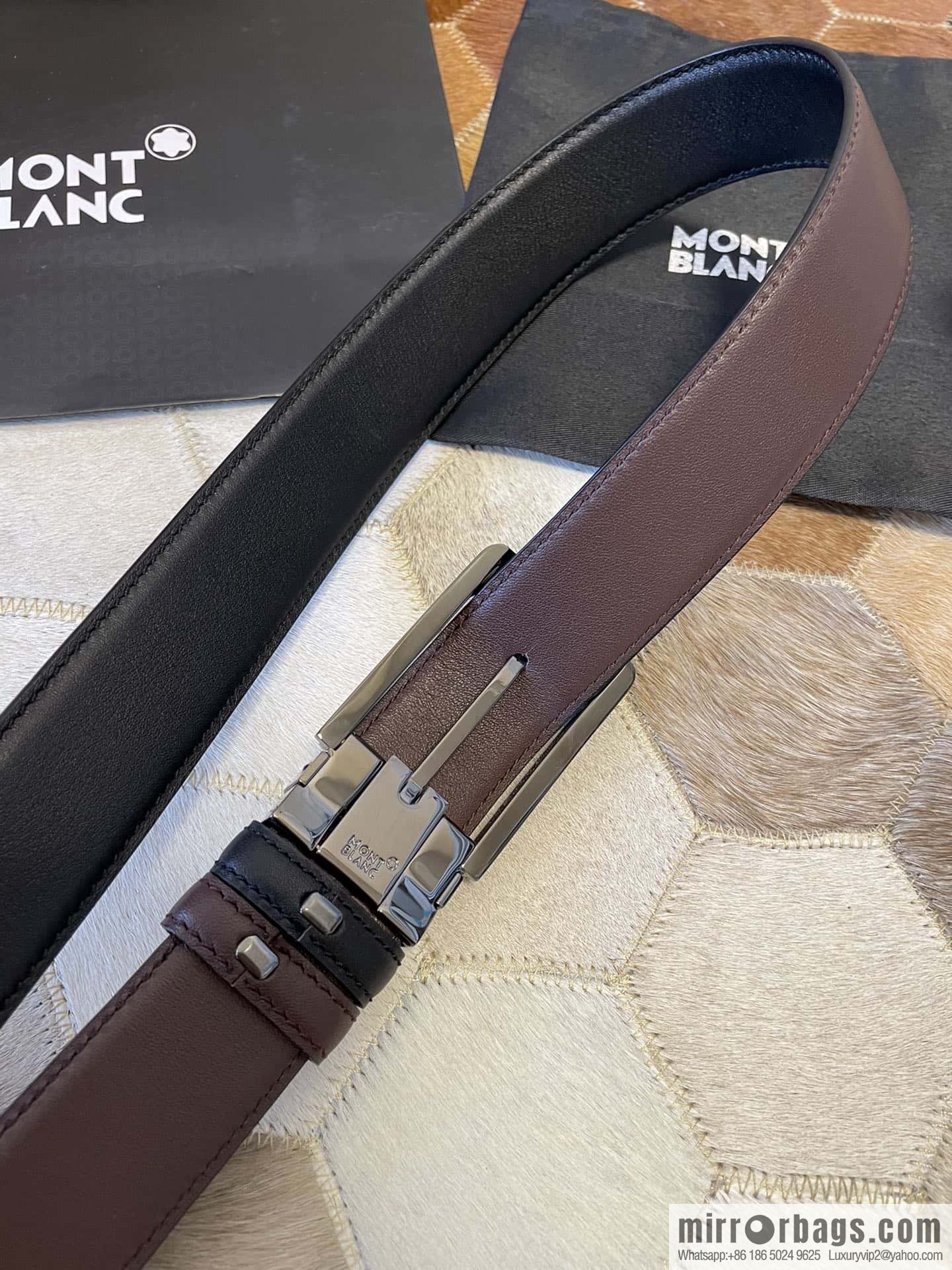 MONTBLANC Montblanc, boutique pin buckle, imported double-sided first-layer cowhide belt