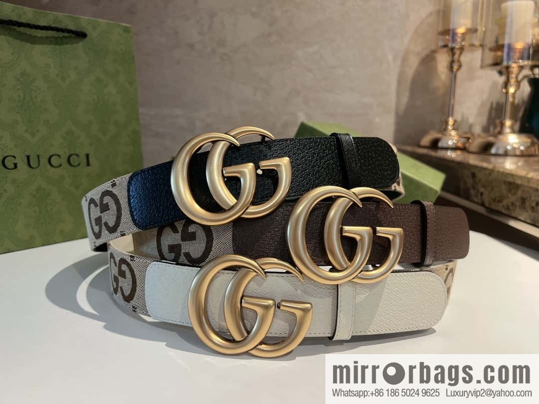 GUCCI Gucci, double G letter interwoven pattern buckle wide version belt 4cm wide