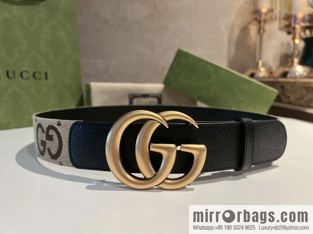 GUCCI Gucci, double G letter interwoven pattern buckle wide version belt 4cm wide