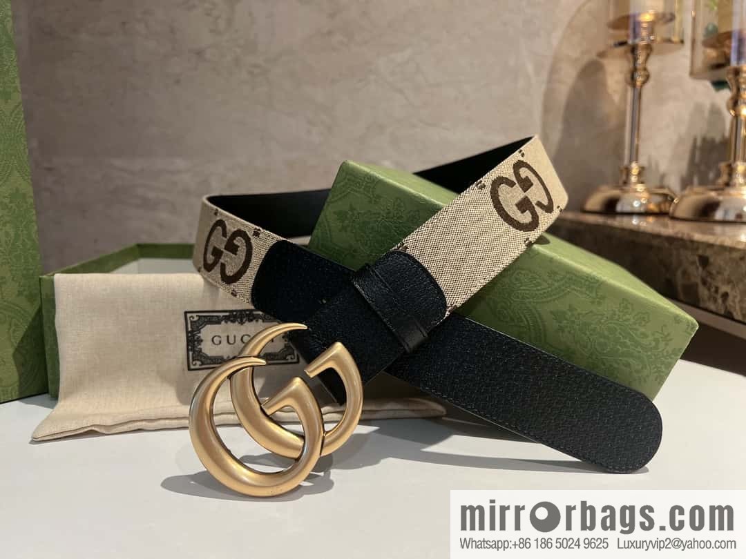 GUCCI Gucci, double G letter interwoven pattern buckle wide version belt 4cm wide