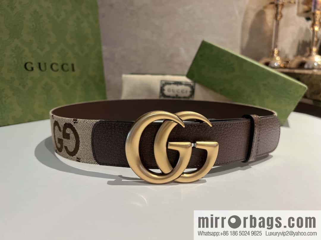 GUCCI Gucci, double G letter interwoven pattern buckle wide version belt 4cm wide