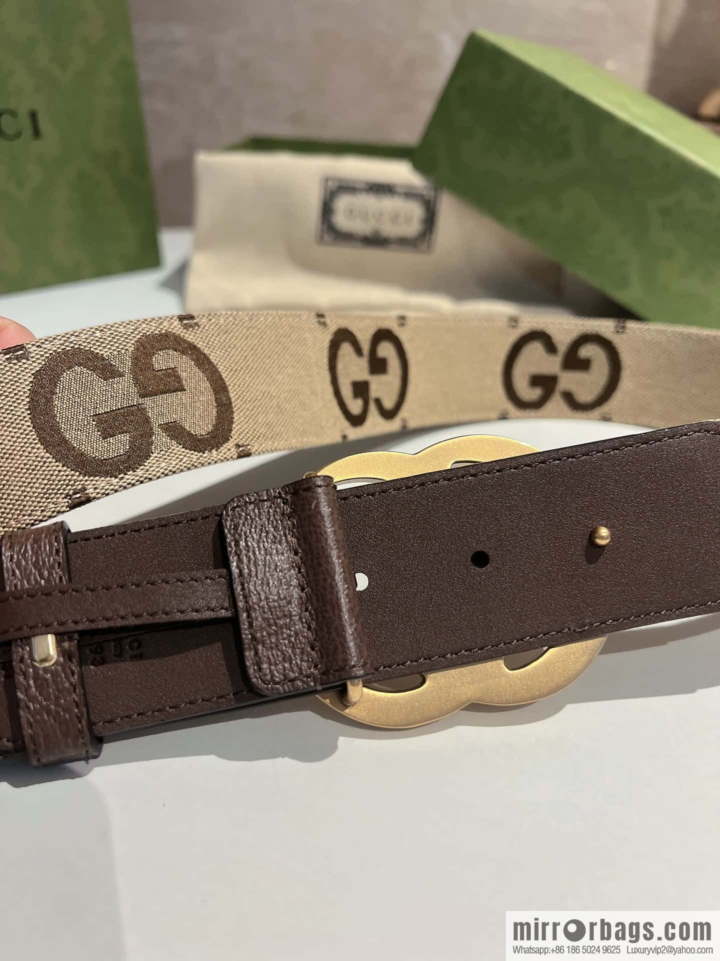 GUCCI Gucci, double G letter interwoven pattern buckle wide version belt 4cm wide