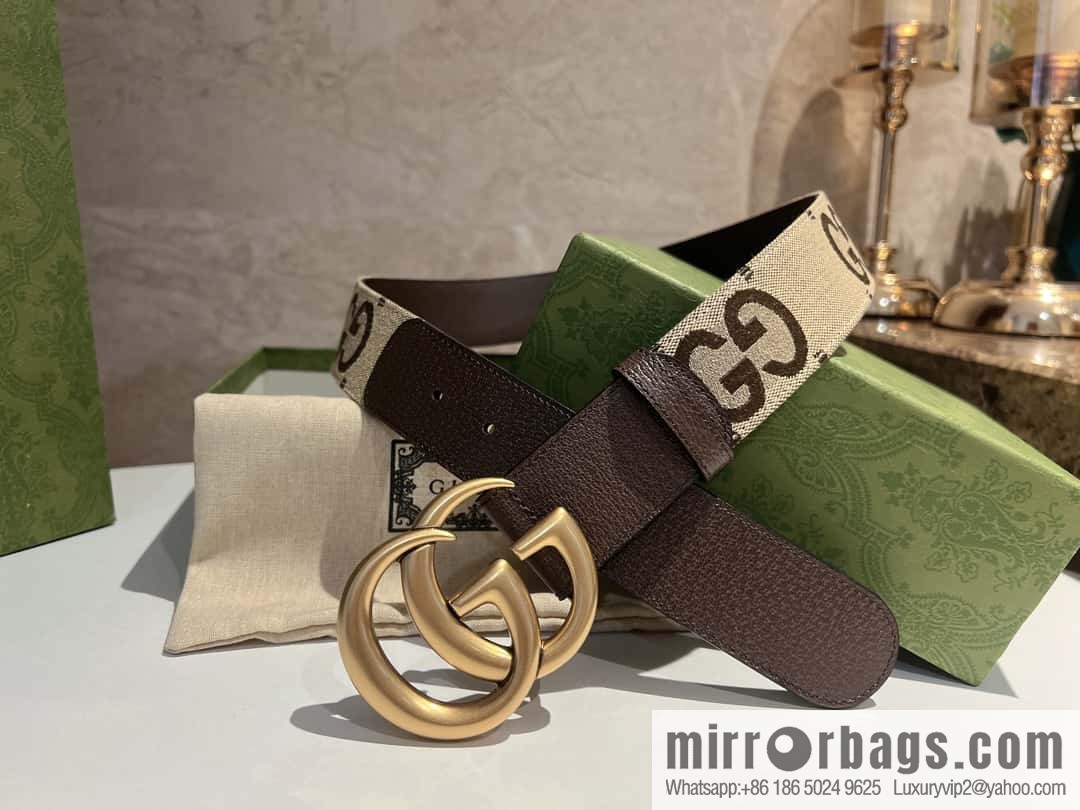 GUCCI Gucci, double G letter interwoven pattern buckle wide version belt 4cm wide