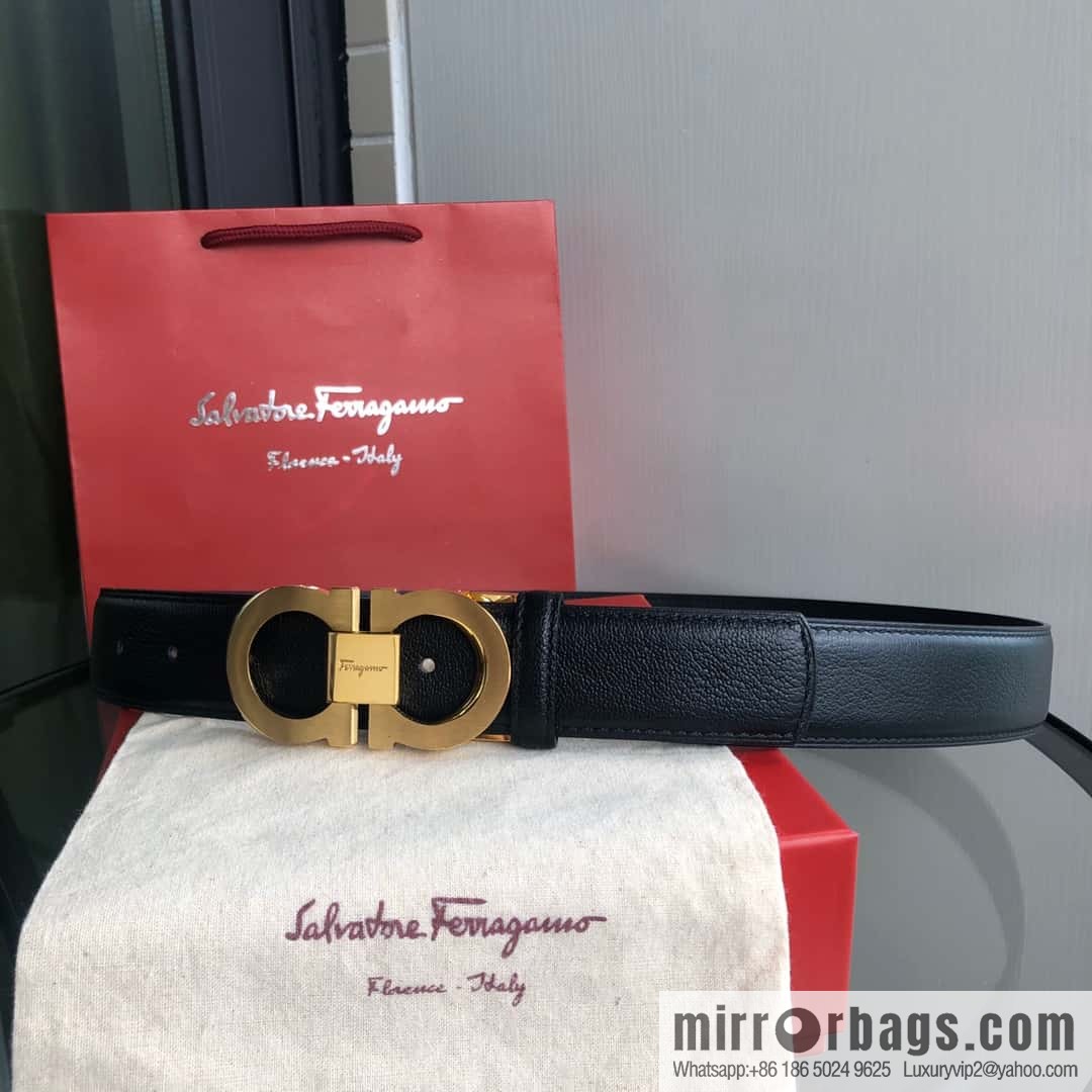 Ferragamo Ferragamo, first layer cowhide sheep texture belt 3.5CM