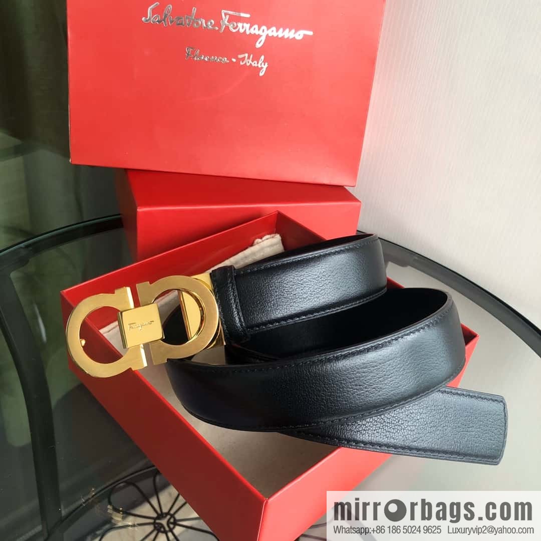 Ferragamo Ferragamo, first layer cowhide sheep texture belt 3.5CM