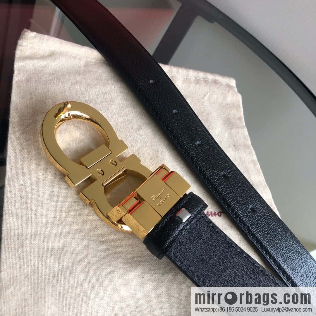 Ferragamo Ferragamo, first layer cowhide sheep texture belt 3.5CM