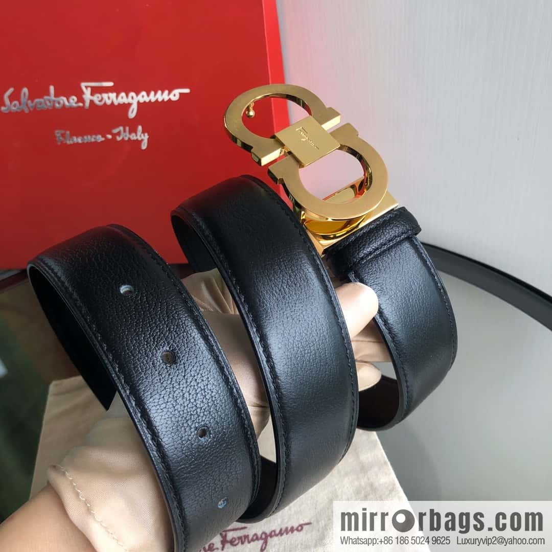 Ferragamo Ferragamo, first layer cowhide sheep texture belt 3.5CM