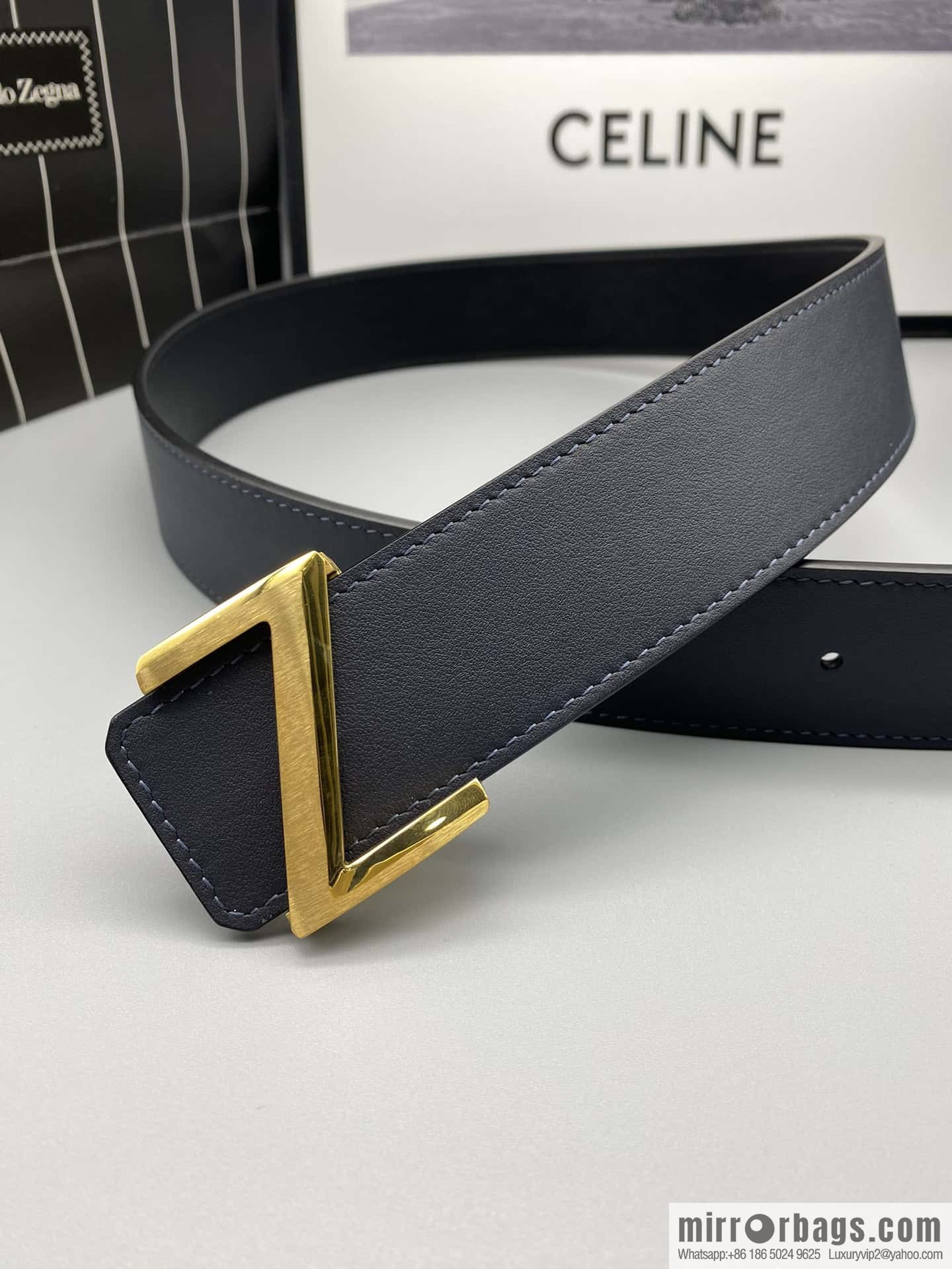 ZEGNA Zegna, stainless steel hardware Z push buckle, double-sided cowhide belt 4.0CM