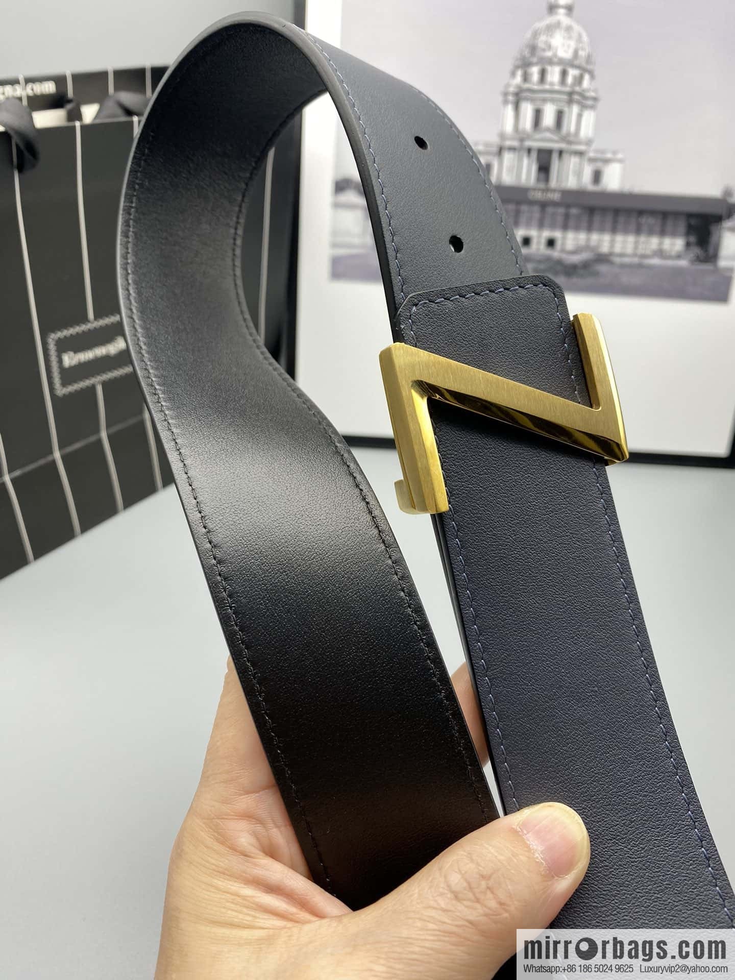 ZEGNA Zegna, stainless steel hardware Z push buckle, double-sided cowhide belt 4.0CM