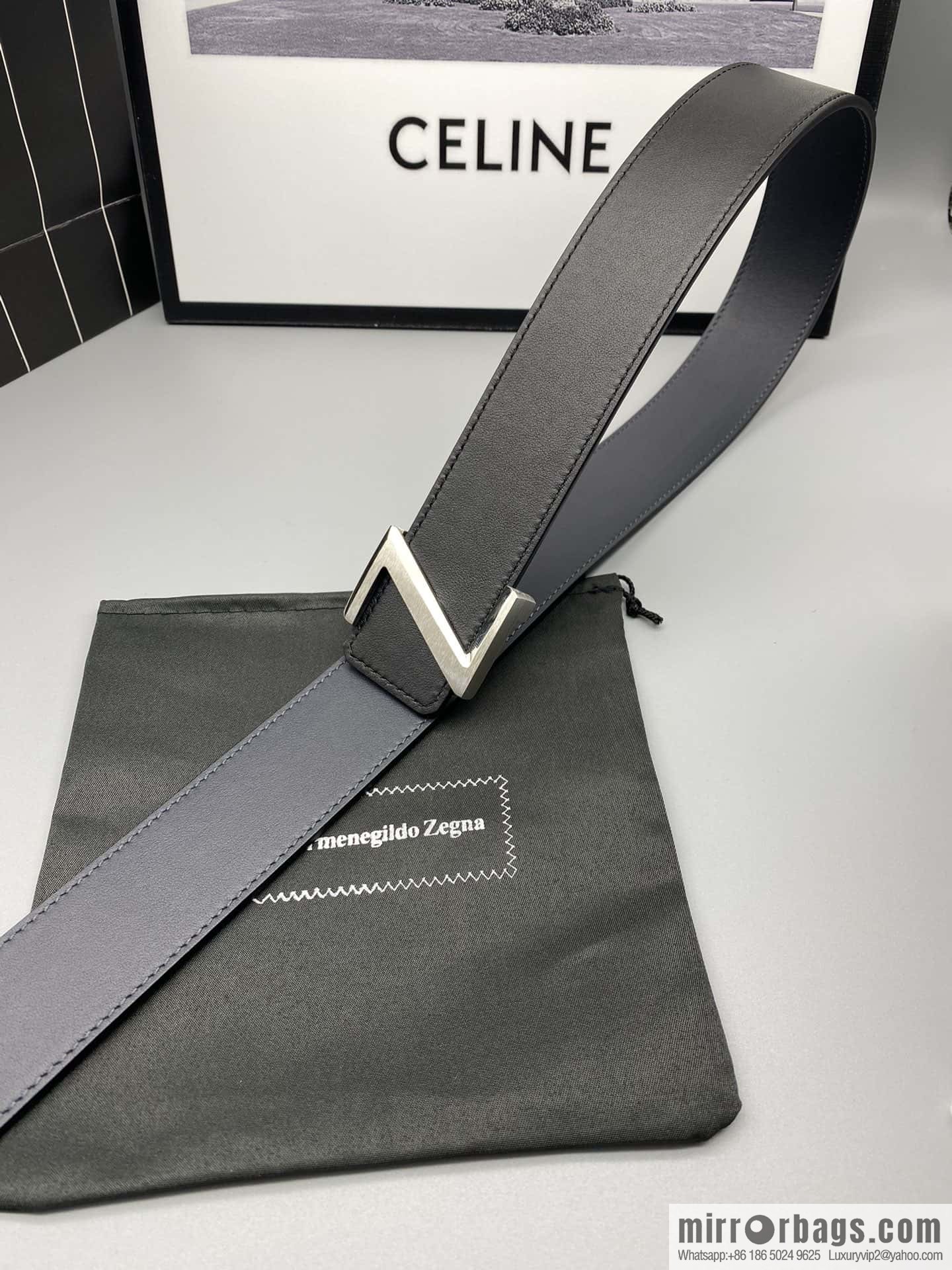 ZEGNA Zegna, stainless steel hardware Z push buckle, double-sided cowhide belt 4.0CM
