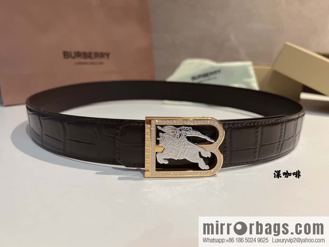 BURBERRY Burberry, stainless steel B-shaped war horse inlaid with metal buckle 3.5cm