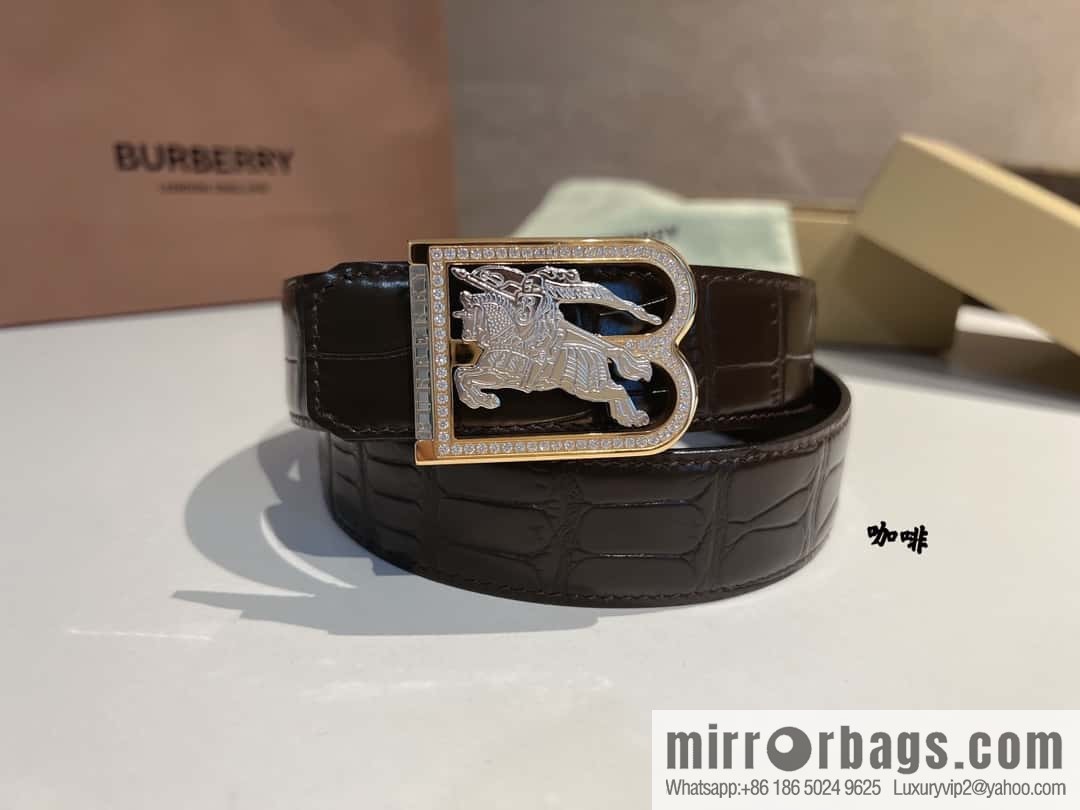BURBERRY Burberry, stainless steel B-shaped war horse inlaid with metal buckle 3.5cm
